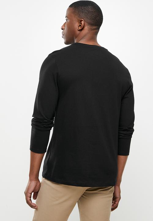 POLO - Paul long sleeve crew neck tee - black