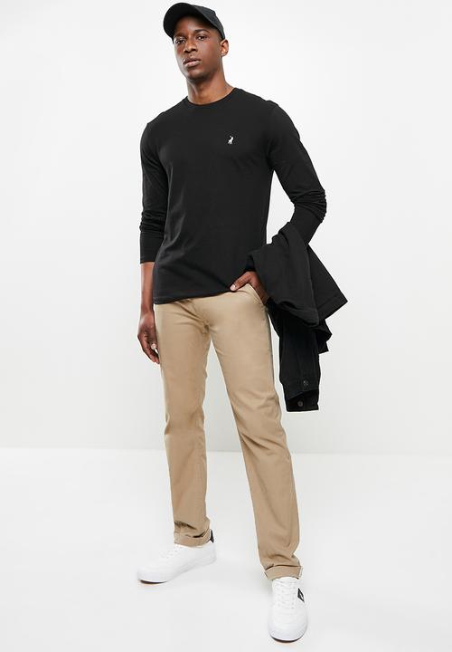 POLO - Paul long sleeve crew neck tee - black