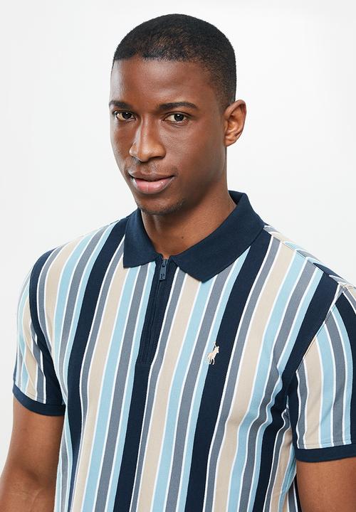 POLO - Duran stripe custom fit golfer - navy
