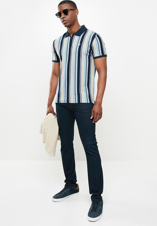 POLO - Duran stripe custom fit golfer - navy
