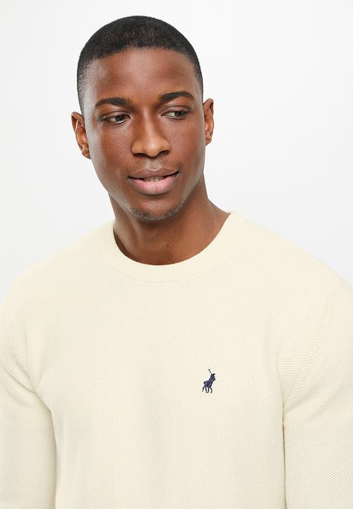 POLO - Roman pique long sleeve knit - ecru