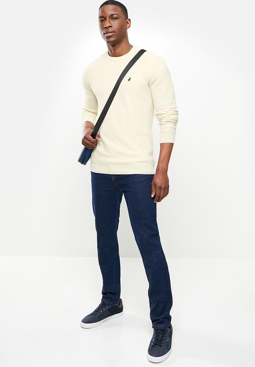 POLO - Roman pique long sleeve knit - ecru