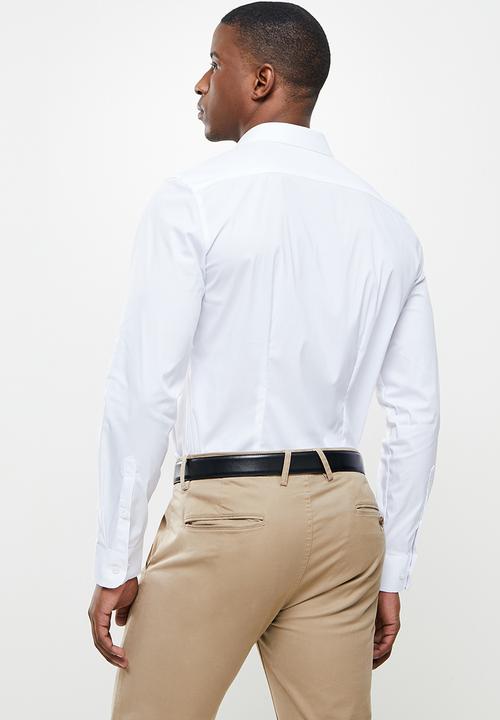 POLO - James plain long sleeve signature shirt - white