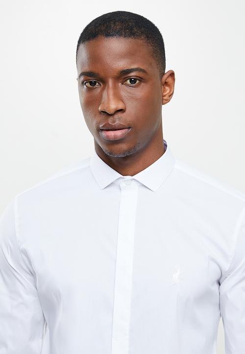 POLO - James plain long sleeve signature shirt - white