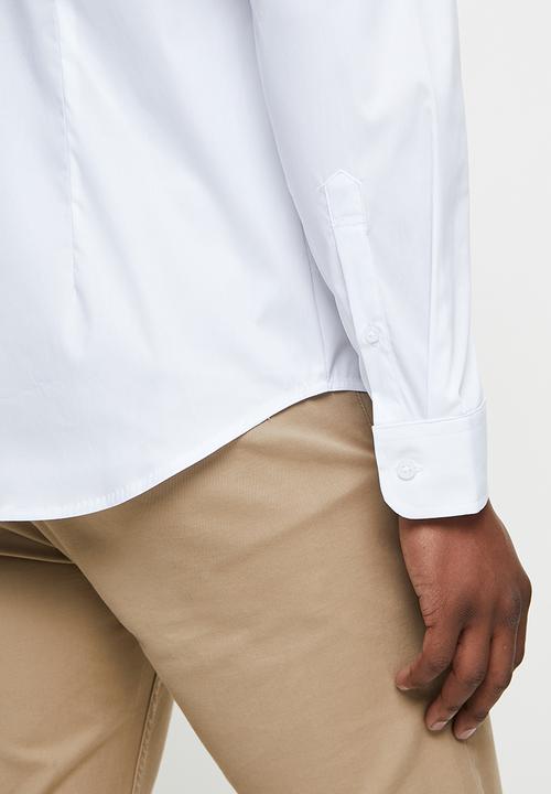 POLO - James plain long sleeve signature shirt - white