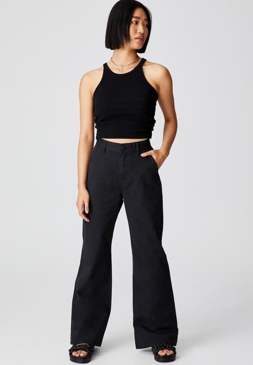 Cotton On - Petite parker long straight pant - black