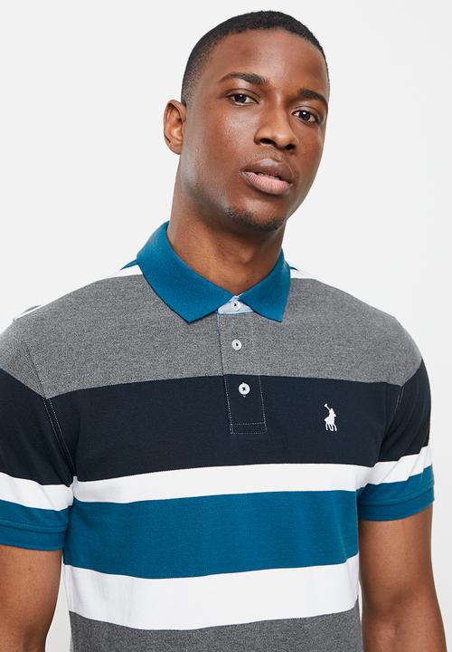POLO - Shiru stripe custom fit golfer - blue