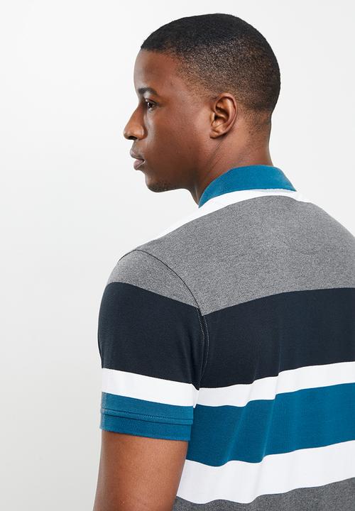 POLO - Shiru stripe custom fit golfer - blue