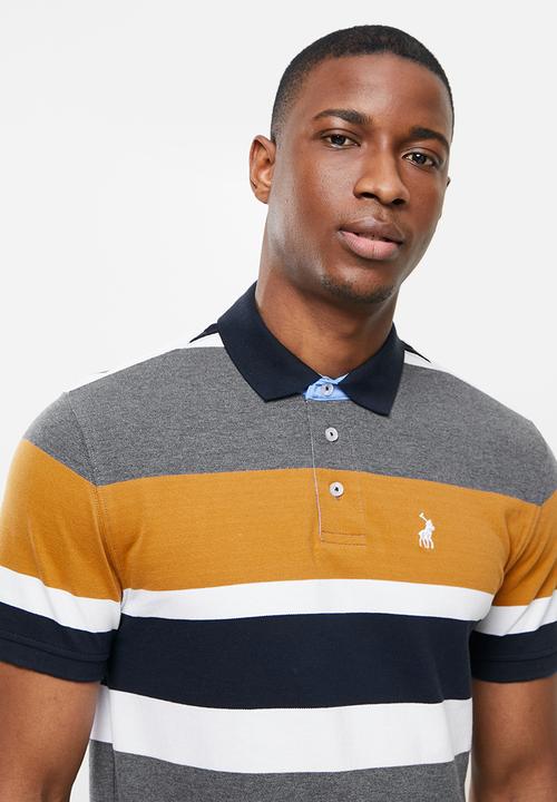 POLO - Shiru stripe custom fit golfer - chili