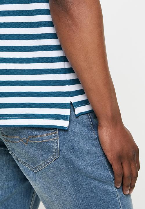 POLO - Byrd stripe custom fit golfer - blue