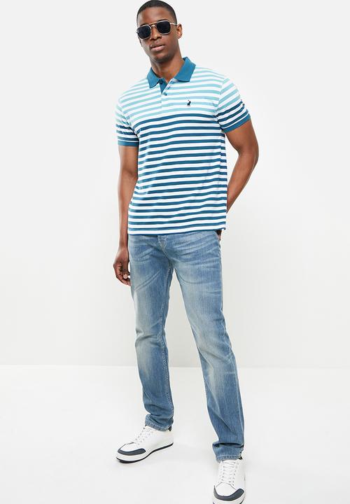 POLO - Byrd stripe custom fit golfer - blue