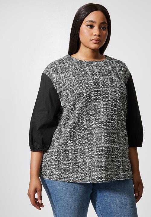 Superbalist - Combo fabric shell top - black
