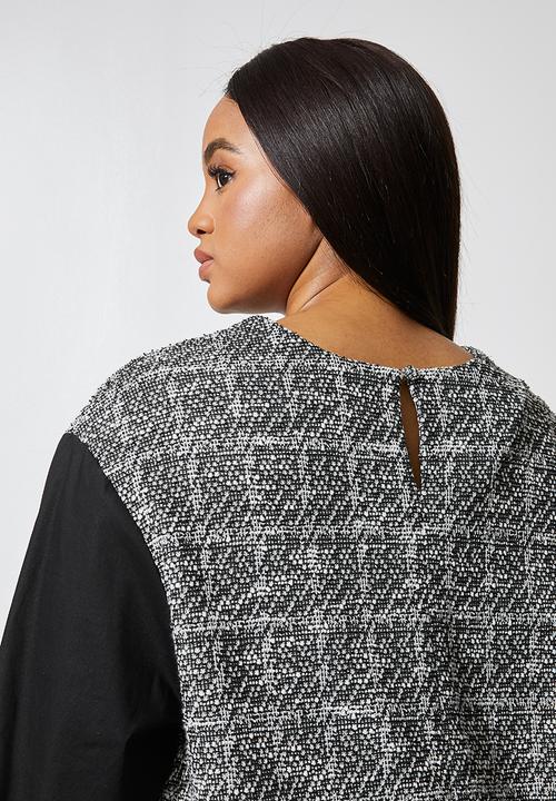 Superbalist - Combo fabric shell top - black