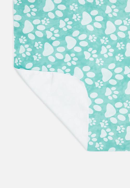 Bobums - Microfibre printed towel - blue paws doggie