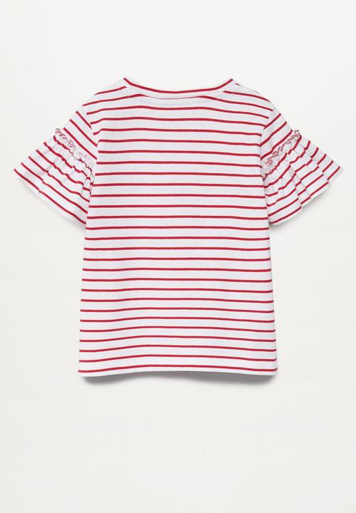 MANGO - Camiseta bande - white & red