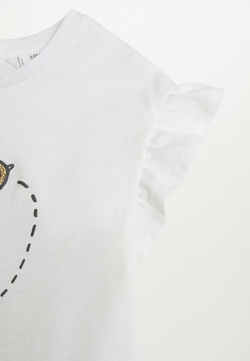 MANGO - Ruffled T-shirt - white