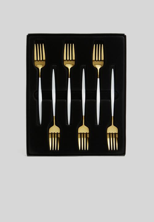 Jenna Clifford - Satin cake fork set of 6- gold 