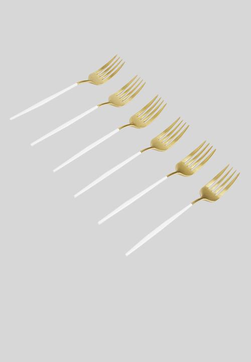 Jenna Clifford - Satin cake fork set of 6- gold 
