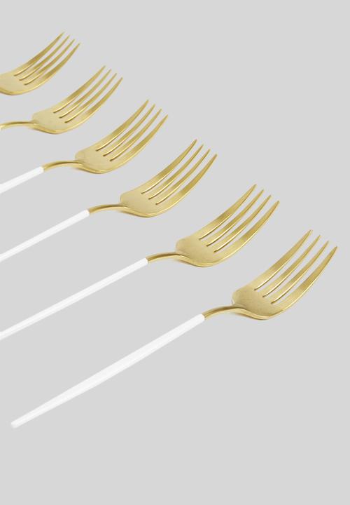 Jenna Clifford - Satin cake fork set of 6- gold 