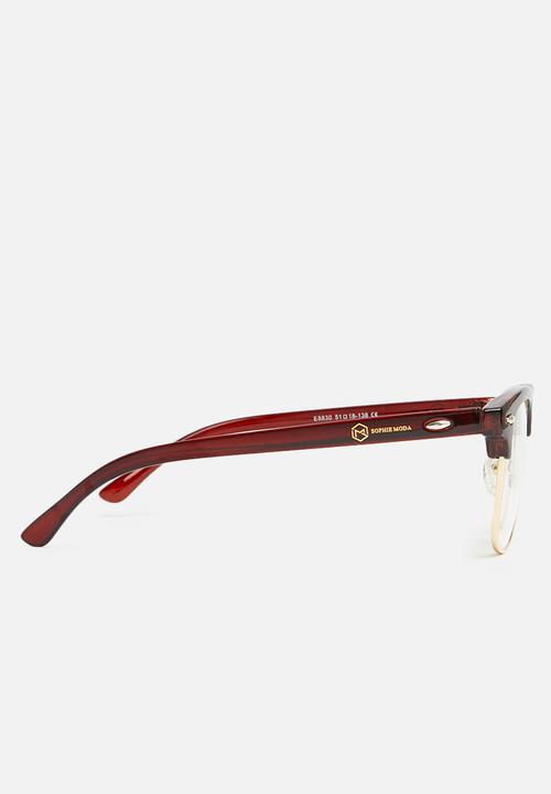 Sophie Moda - Anti-blue light classic half rim optical frame - brown & gold