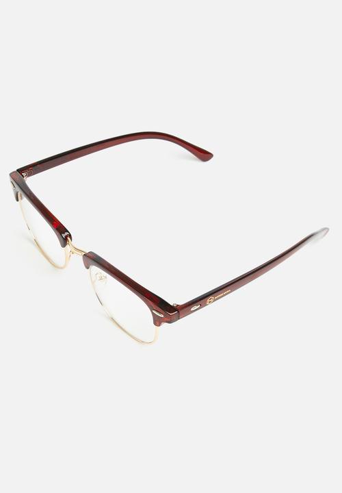 Sophie Moda - Anti-blue light classic half rim optical frame - brown & gold