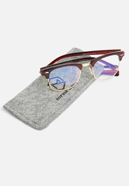 Sophie Moda - Anti-blue light classic half rim optical frame - brown & gold