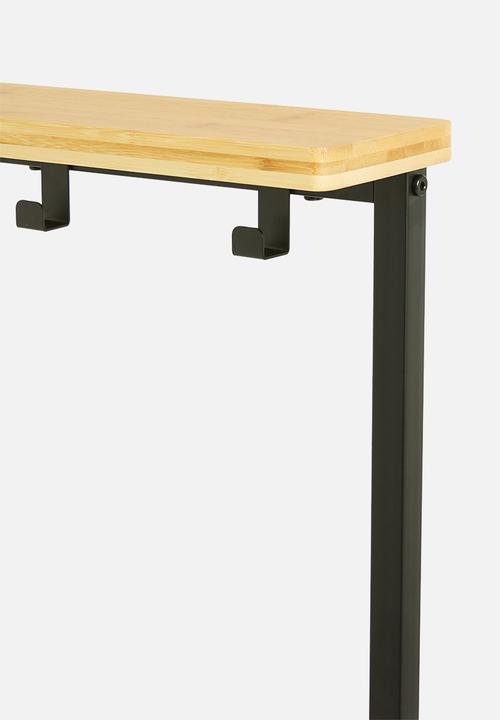 Sixth Floor - Iron cloth rack with bamboo shelves - black