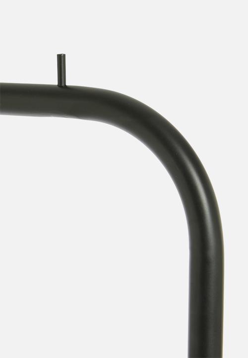 Sixth Floor - Iron clothing rack with bamboo middle shelf - black