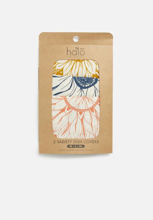 Halo Dish Covers - Dish and bowl cover large set of 3 - edible flowers - multi