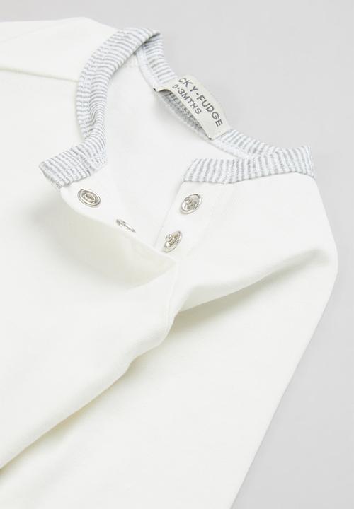Sticky Fudge - Broken stripe babygrow - cream