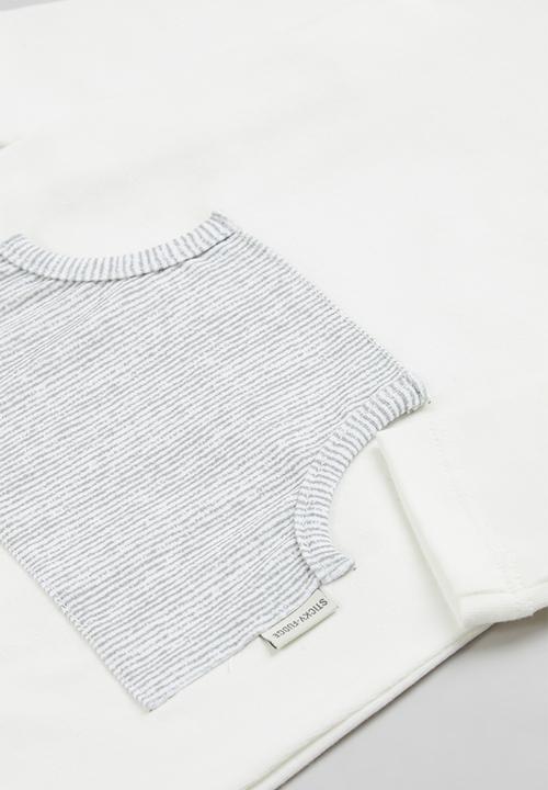 Sticky Fudge - Broken stripe babygrow - cream