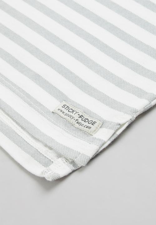 Sticky Fudge - 2 pack dotted stripe tee - grey & orchid