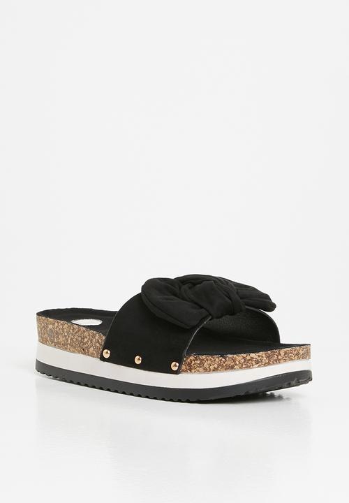 Footwork - Lizz twisted knot stacked flatform sandal - black