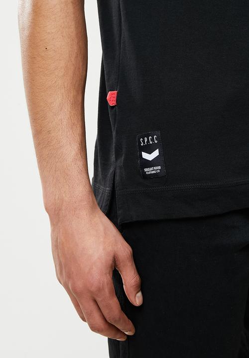 S.P.C.C - Locke side slit straight hem tee - black
