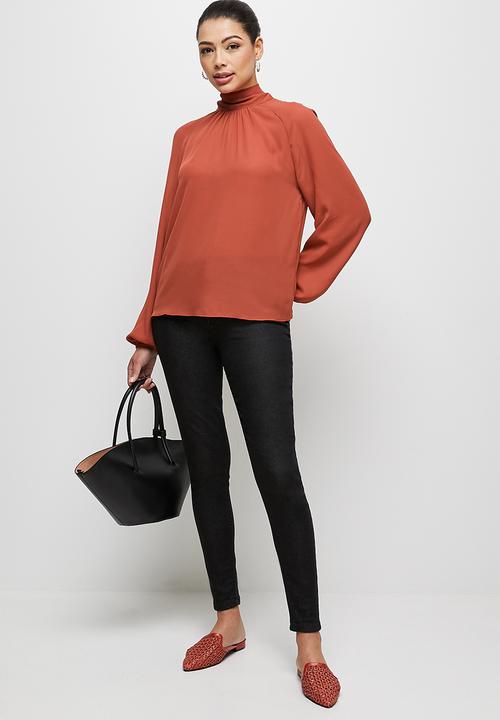 MILLA - Raglan turtle blouse with tie - rust2