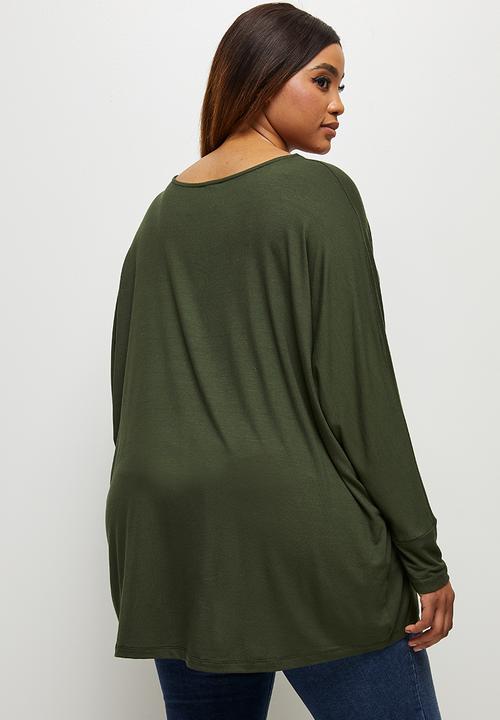 edit Plus - Conscious v-neck dolman boxy tee - military