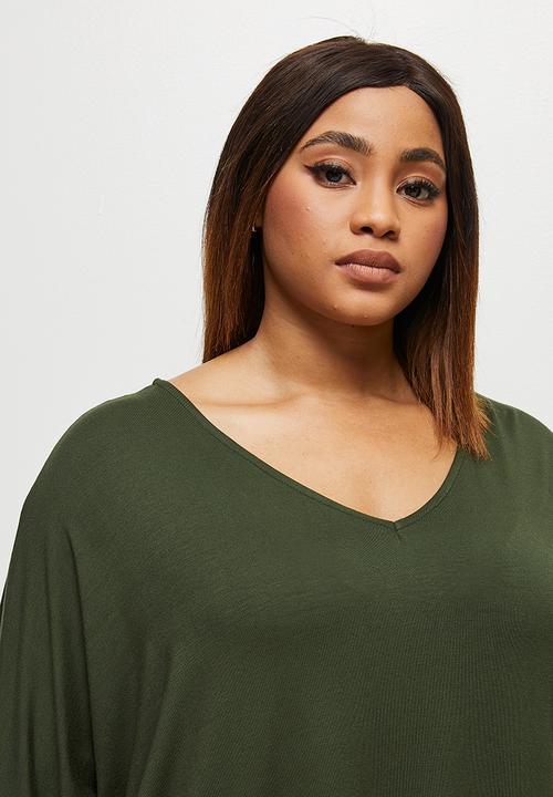 edit Plus - Conscious v-neck dolman boxy tee - military