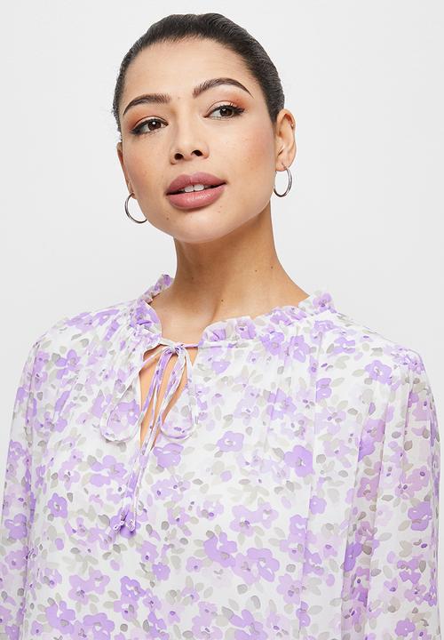 MILLA - Floral drop waist mini dress - Lilac