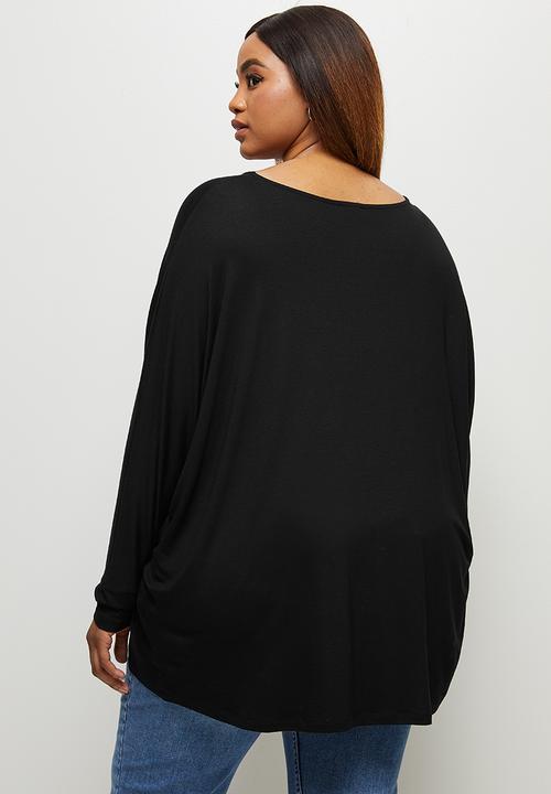 edit Plus - Conscious v-neck dolman boxy tee - black