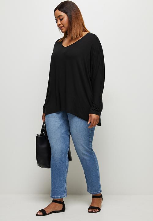 edit Plus - Conscious v-neck dolman boxy tee - black