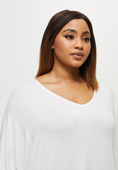edit Plus - Conscious v-neck dolman boxy tee - milk