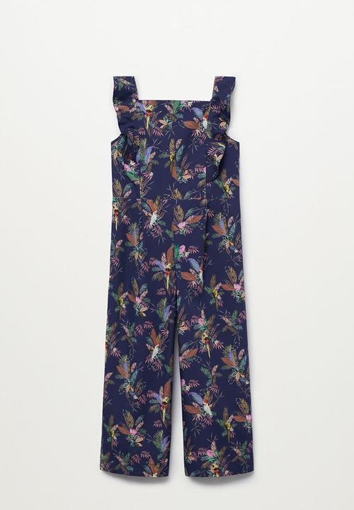 MANGO - Cotton print jumpsuit  - blue