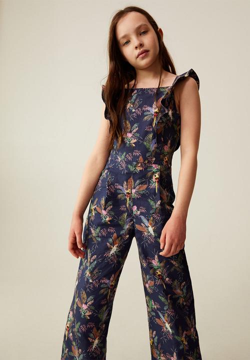 MANGO - Cotton print jumpsuit  - blue