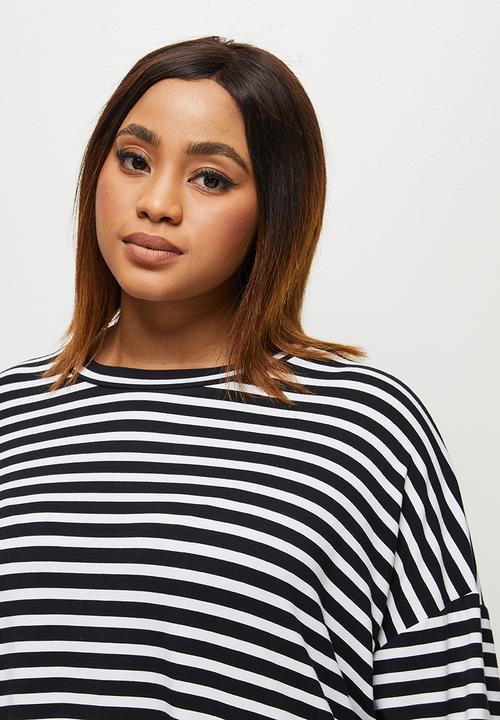 edit Plus - Dolman crew T-shirt - black stripe