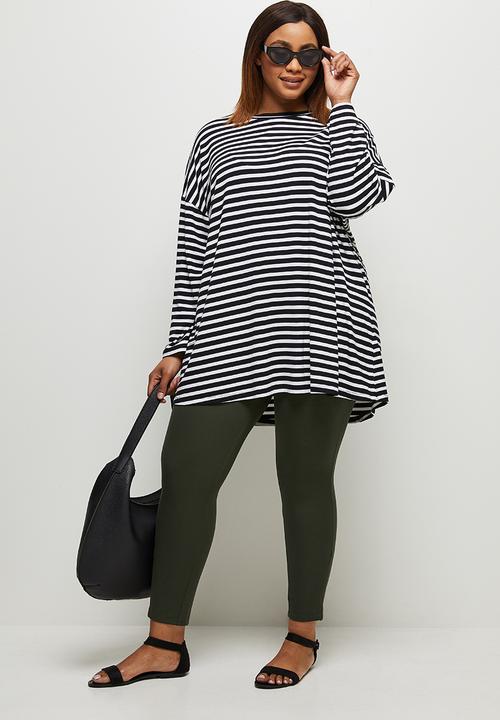 edit Plus - Dolman crew T-shirt - black stripe