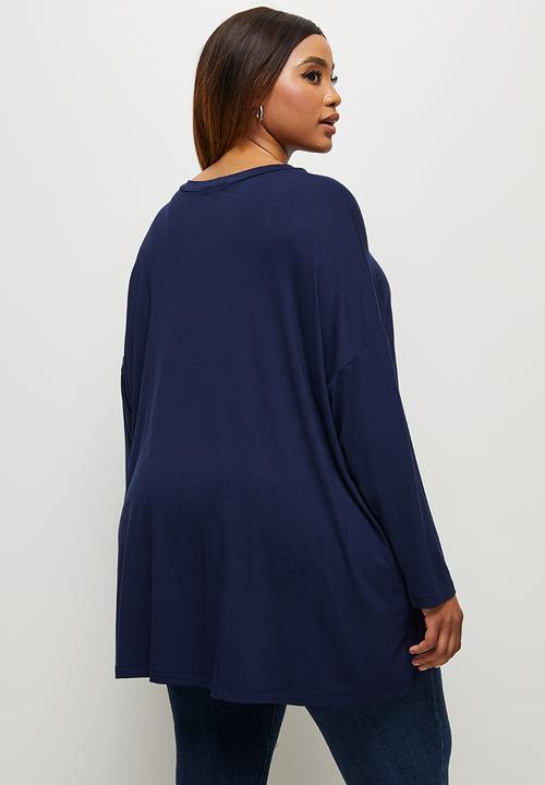 edit Plus - Dolman crew T-shirt - navy