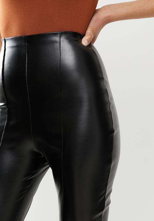 Missguided - Faux leather pin tuck legging - black 