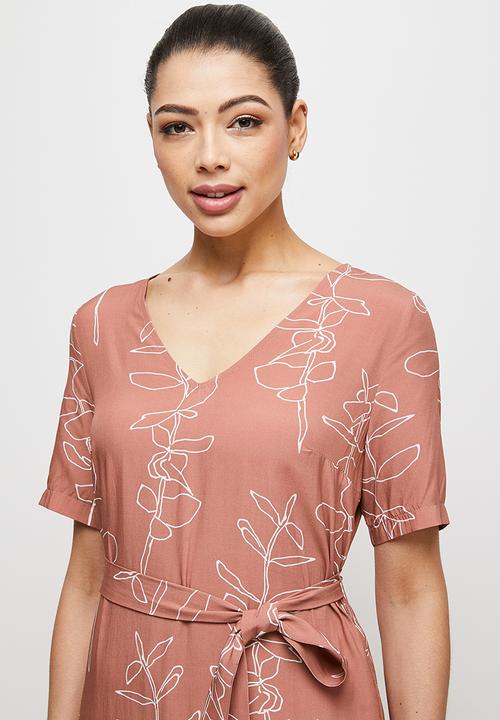 edit - Woven belted midi tunic - blush scribble