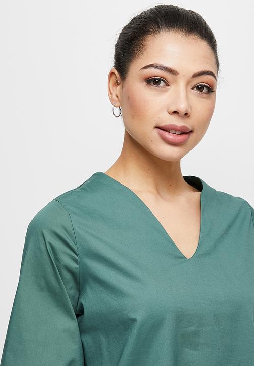 edit - Poplin notch neck tunic - sea pine