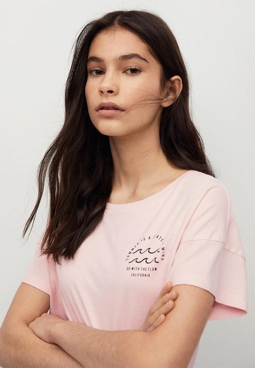 MANGO - Camiseta waves - pink